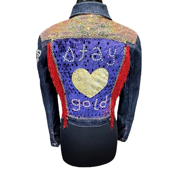Polo Ralph Lauren Jackets & Blazers - Vintage Polo Jeans Co “Stay Gold” Embellished Cropped Denim Jacket Size S